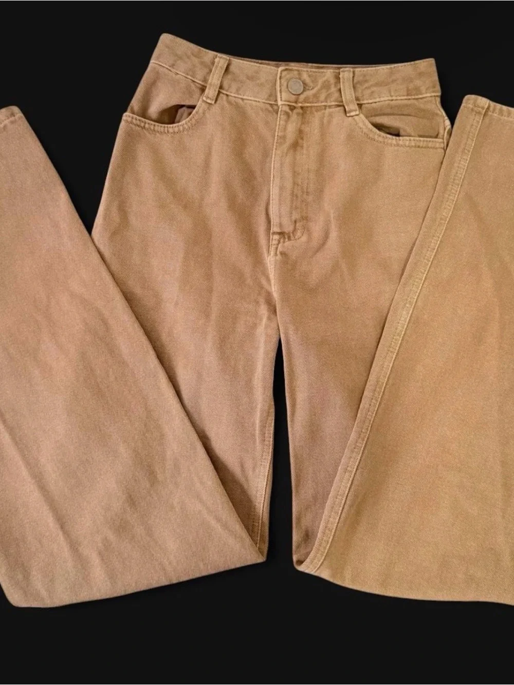 Women’s Tan straight leg pants 100% cotton high rise